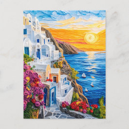 Quilling Solnedgång i Santorini Oia Vykort