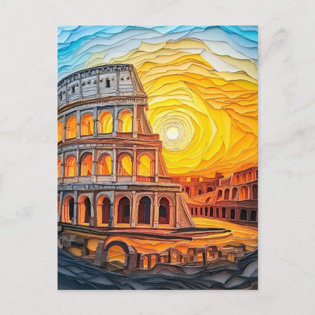 Quilling Solnedgång vid Colosseum i Rom Vykort (Framsida)