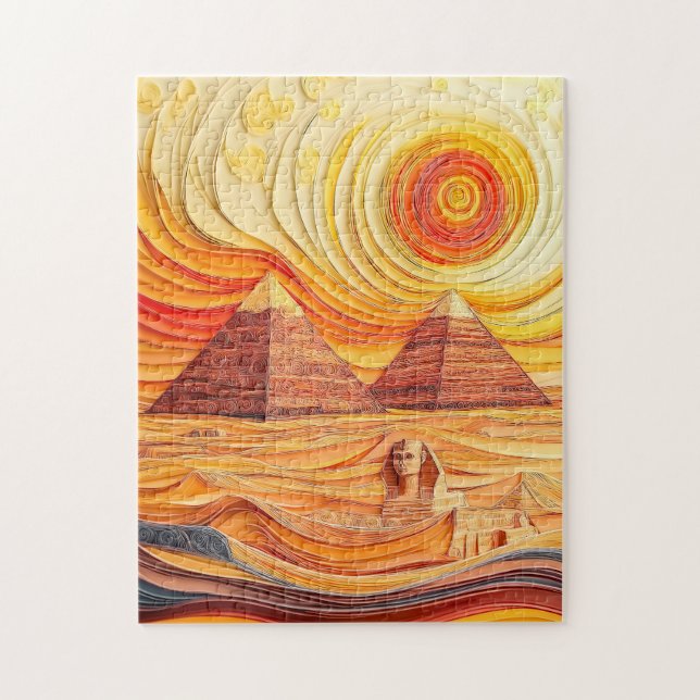 Quilling Solnedgång vid pyramiderna och Sfinxen Pussel (Vertikal)
