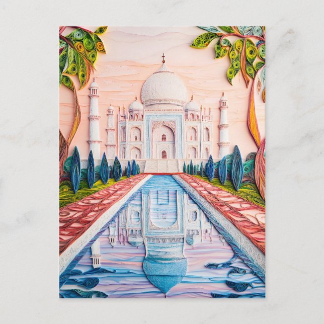 Quilling Taj Mahal vid soluppgång Vykort (Framsida)