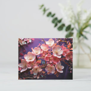 Quillry Cherry Blommar Art Postcard - Lila Vykort