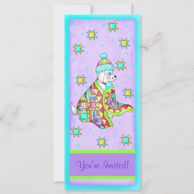 Quilt Älskare Hund-inbjudan, anpassade Inbjudningar (Framsida)