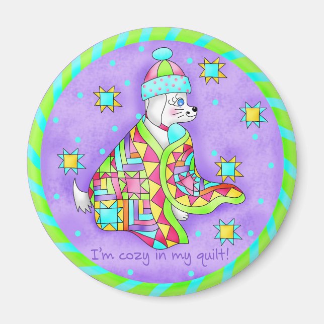 Quilt Älskare Hund Magnet (Framsidan)