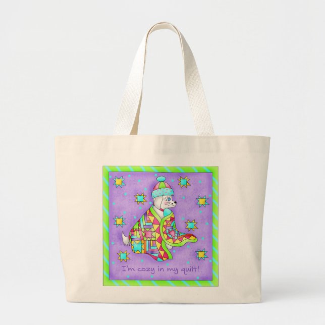 Quilt Älskare Hund Tote Bag Jumbo Tygkasse (Framsidan)