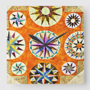 Quilt Älskare Quilting Quilter Mönster Americana Fyrkantig Klocka