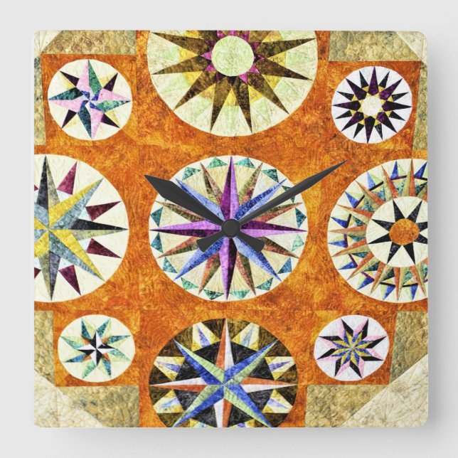 Quilt Älskare Quilting Quilter Mönster Americana Fyrkantig Klocka (Framsida)