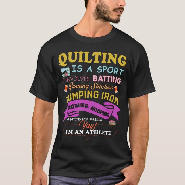 Quilt är en sportslig Quilt Ord Sewer Quil T Shirt (Framsida)