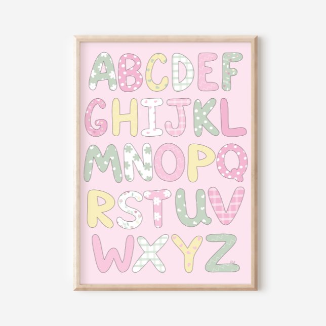 Quilt Art Print Set: Alphabet on Pink Background Poster (Skapare uppladdad)