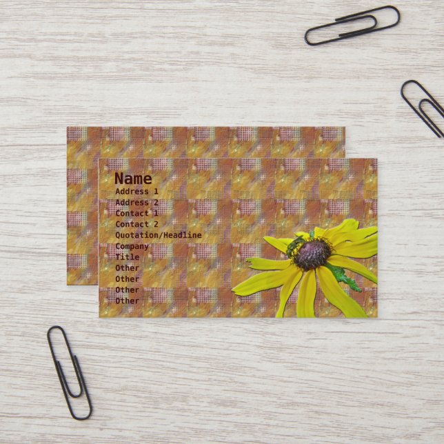 Quilt, Bee och Black Eyed Susan Affärskort Visitkort (Fram/Back In Situ)