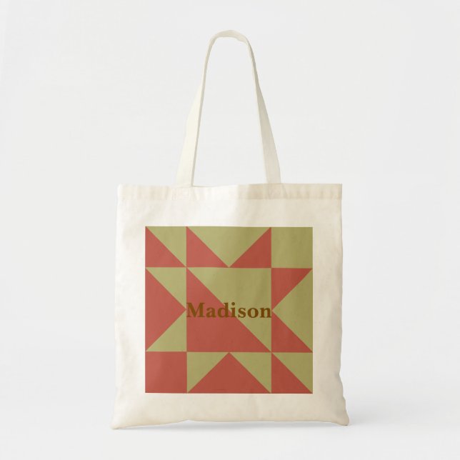 Quilt Block Market Tote Bag Shopping Bag  Tygkasse (Framsidan)
