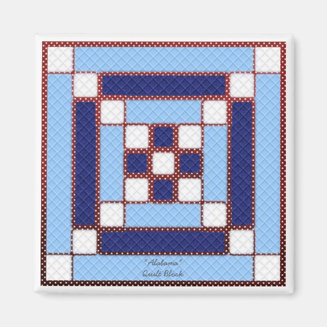 Quilt Block Mönster "Alabama" Magnet (Framsidan)