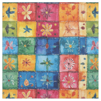 Quilt Blommönster-Papel Picado Patchwork Tyg