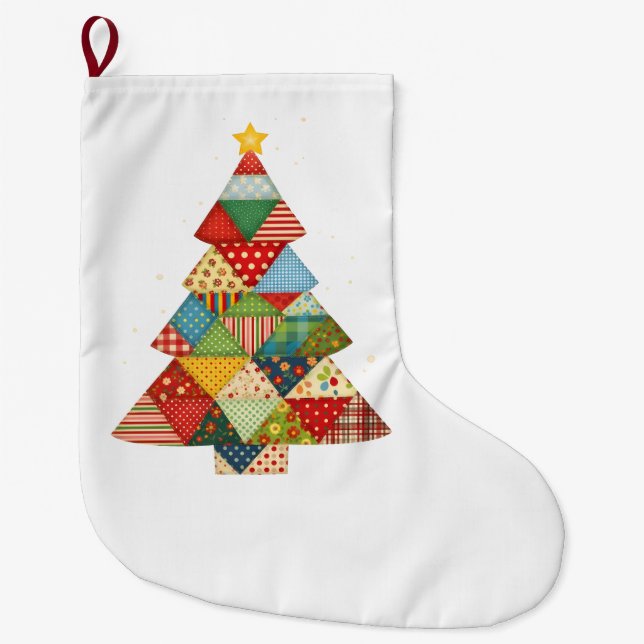 Quilt Christmas Tree Festive Quilt Lovers  Stor Julstrumpa (Framsidan)