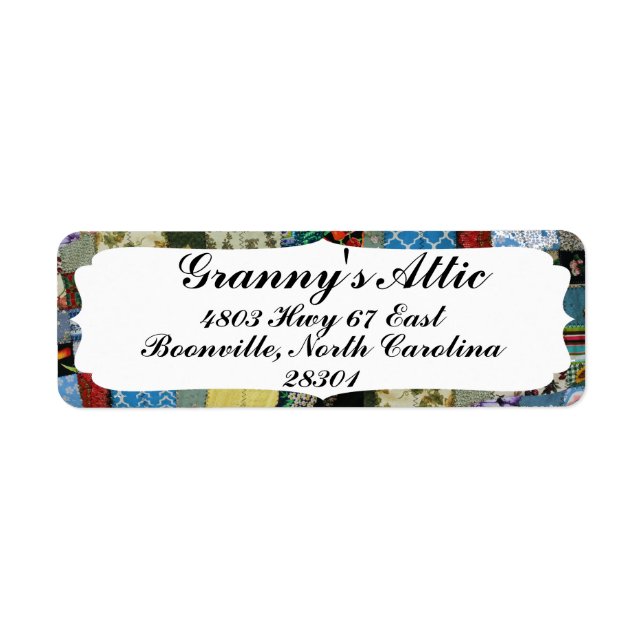 QUILT GRÄNS RETURADRESS ETIKETT (Framsidan)