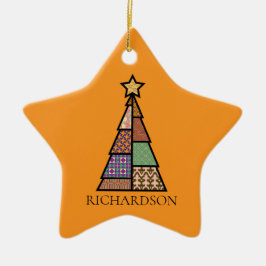 Quilt Julgran med Monogram Julgransprydnad Keramik