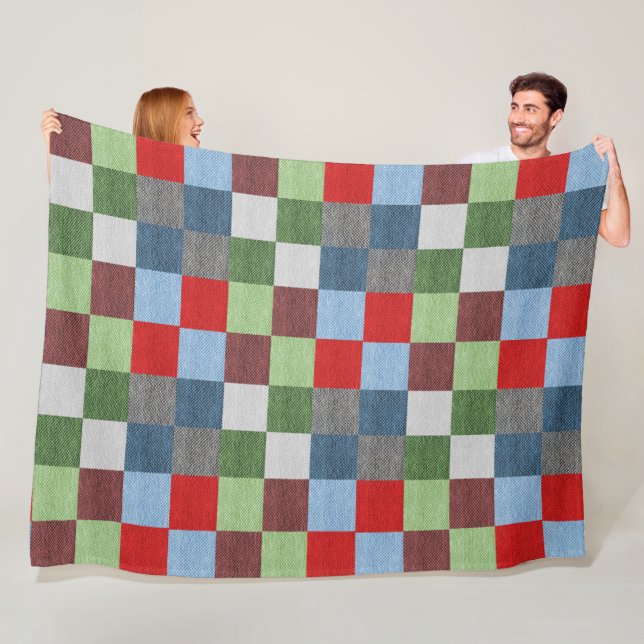 Quilt-like Swatch Färg blockerar Fleece Blanket (På plats)