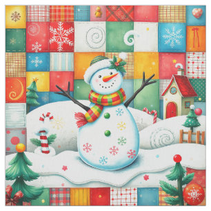 Quilt Look Patchwork Jul Snöman Tyg