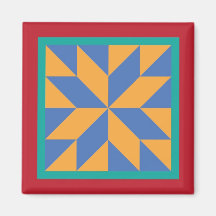 Quilt Magnet - Hunters stjärna (blått/gult)