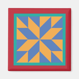 Quilt Magnet - Hunters stjärna (blått/gult)