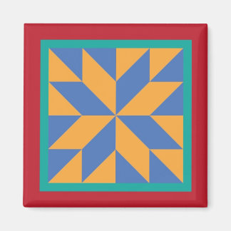 Quilt Magnet - Hunters stjärna (blått/gult)
