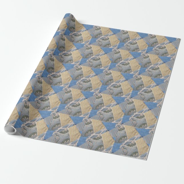 Quilt Mönster Fabric Presentpapper (Utrullad)