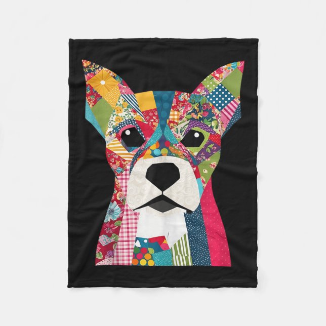 Quilt Mönster Hund för att stänga Älskare Quilter  Fleecefilt (Framsidan)
