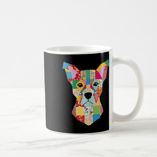 Quilt Mönster Hund för att stänga Älskare Quilter  Kaffemugg (Höger)