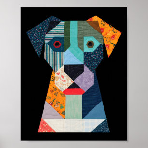 Quilt Mönster Hund för att stänga Älskare Quilter Poster