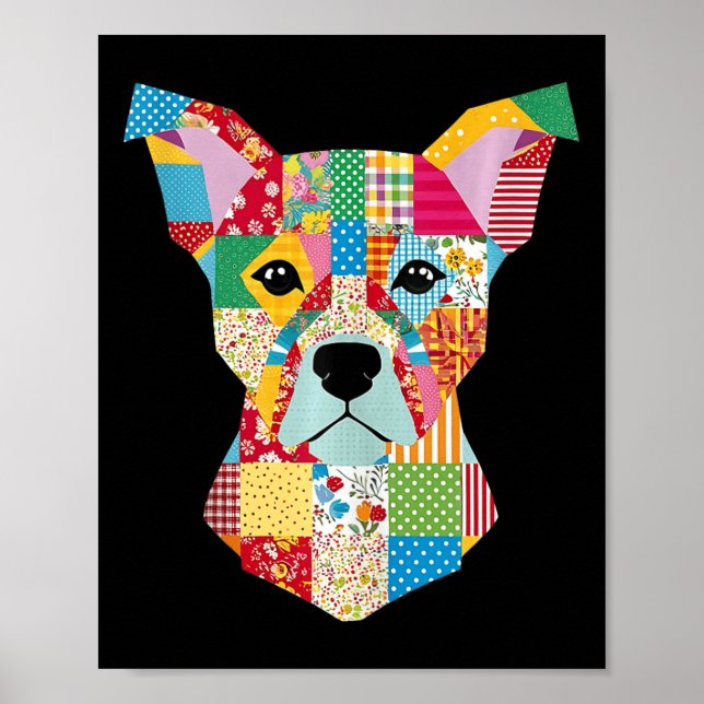 Quilt Mönster Hund för att stänga Älskare Quilter  Poster (Framsidan)