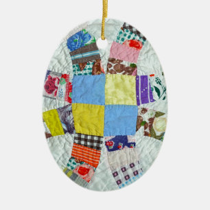 Quilt mönster julgransprydnad keramik