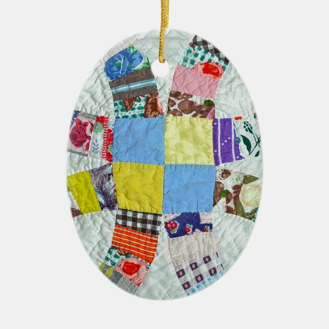 Quilt mönster julgransprydnad keramik (Framsidan)