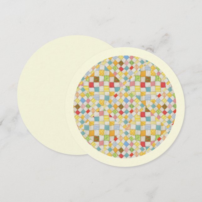 QUILT MOSAIC 5,25" Rund Platt Kort / Cream II (Fram/baksida)