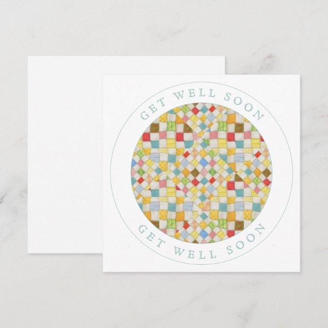 QUILT MOSAIC Square Flat Get-brunnkort Kort (Fram/baksida)