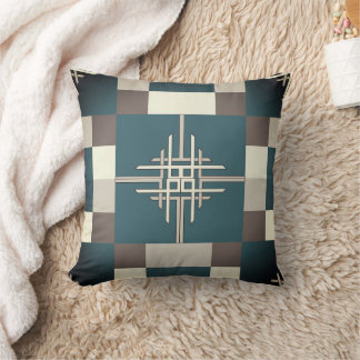 Quilt Pattern Brown and Gray Throw Pillow Kudde