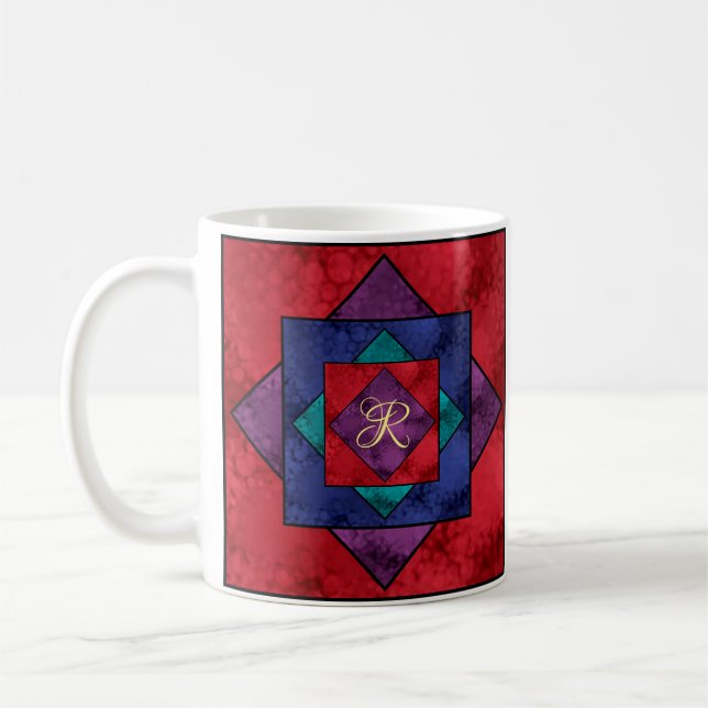 Quilt Square Monogram Kaffemugg (Vänster)