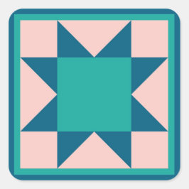 Quilt Sticker - Sawtooth Star (teal) Fyrkantigt Klistermärke
