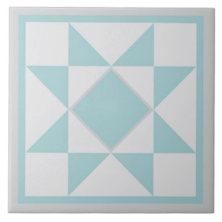 Quilt Trivet - Sawtooth Star (blått/grått) Kakelplatta