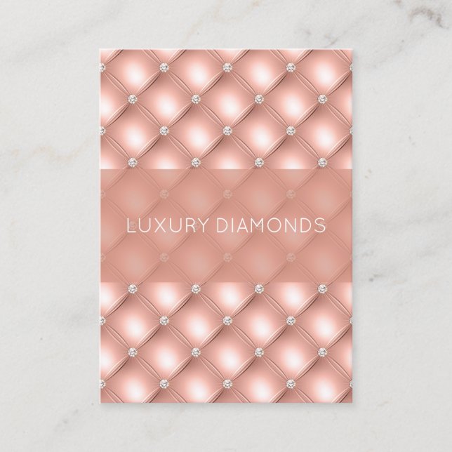 Quiltad Diamant Glittrig Rosa Guld Rosa Lyx Visitkort (Framsida)