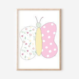 Quiltad fjäril konsttryck på vit bakgrund poster