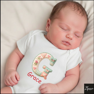 Quiltad patchwork initialbokstav G barnkammare T Shirt