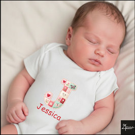 Quiltad patchwork initialbokstav J barnkammare T Shirt