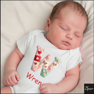 Quiltad patchwork initialbokstav W barnkammare T Shirt