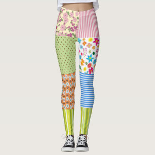 Quiltad Patchwork Mönster Leggings