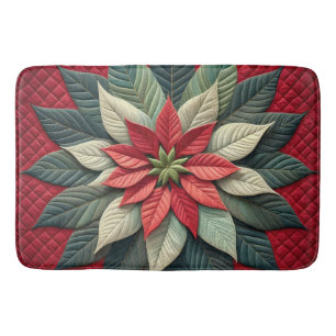 Quilted Mönster Poinsettia Red Badrumsmatta