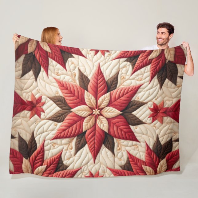 Quilted Mönster Poinsettia Red Fleecefilt (På plats)