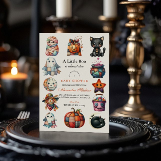 Quilted Patchwork Halloween Baby Shower Inbjudningar (Skapare uppladdad)