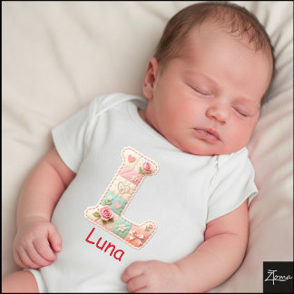 Quilted Patchwork Initial Letter L Nursery T Shirt
