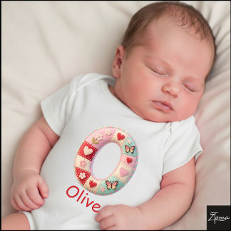 Quilted Patchwork Initial Letter O Nursery T Shirt