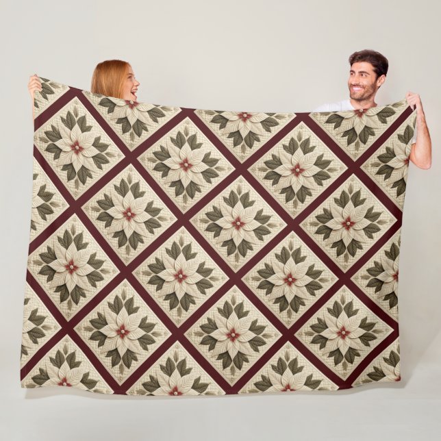 Quilted Poinsettia Fleece Blanket (På plats)