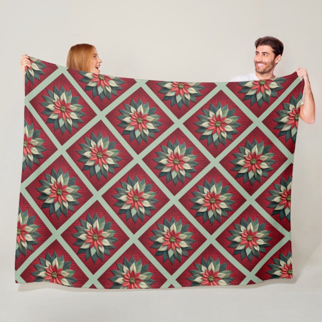 Quilted Poinsettia Fleece Blanket (På plats)